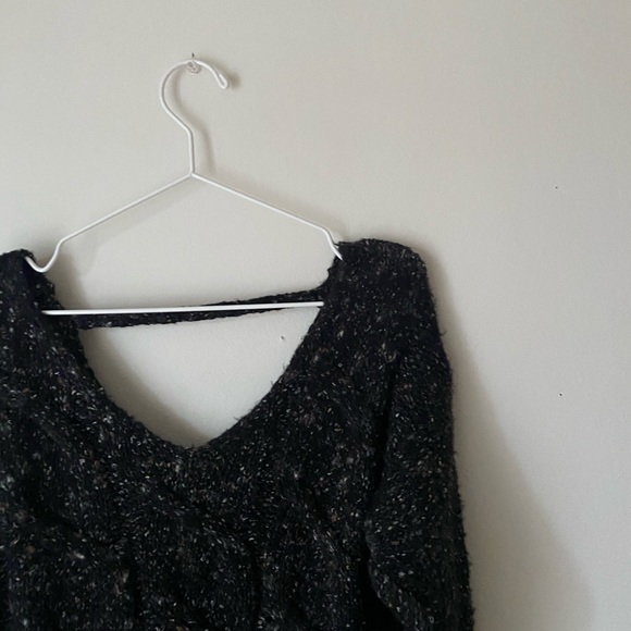 Guess Black Speckled Knit Cut Out Sweater - Picture 8 of 10